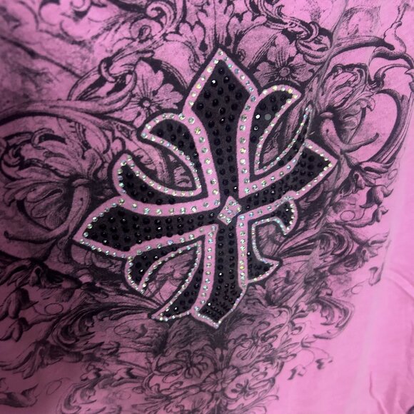 Vocal Y2K Womens Pull-Over Short Sleeve T-Shirt Pink Size Large - Picture 3 of 5